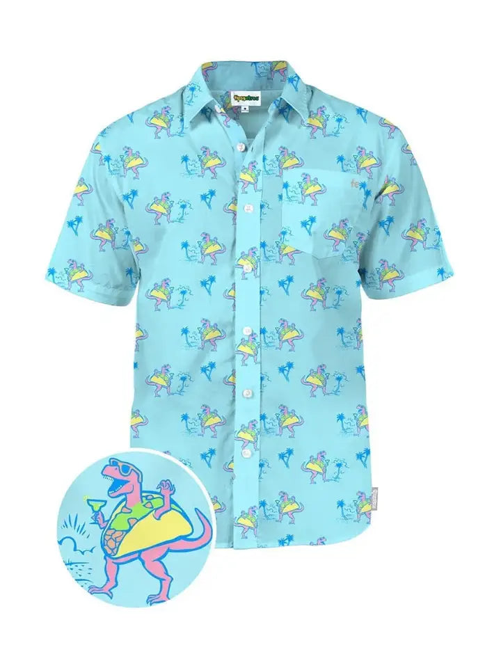 Tacosaurus Men's Hawaiian Shirt - Dinosaur Button Down