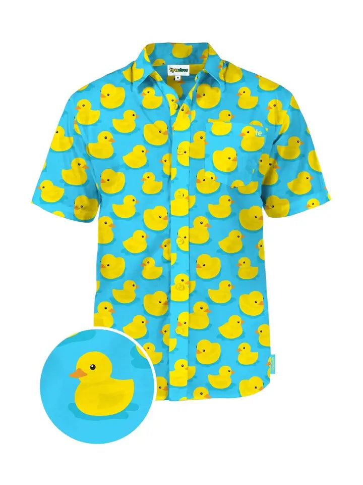 Rubber Ducky Men's Hawaiian Shirt - Fun Vacation Button Down