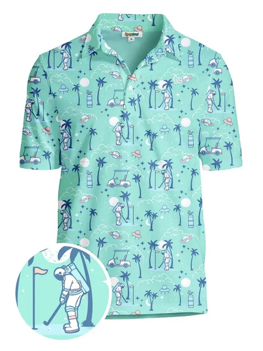 Zero Gravity Men's Golf Shirt - Tropical Astronaut Golf Polo